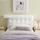 Modway Lily Tufted Faux Leather Upholstered Twin Headboard in White