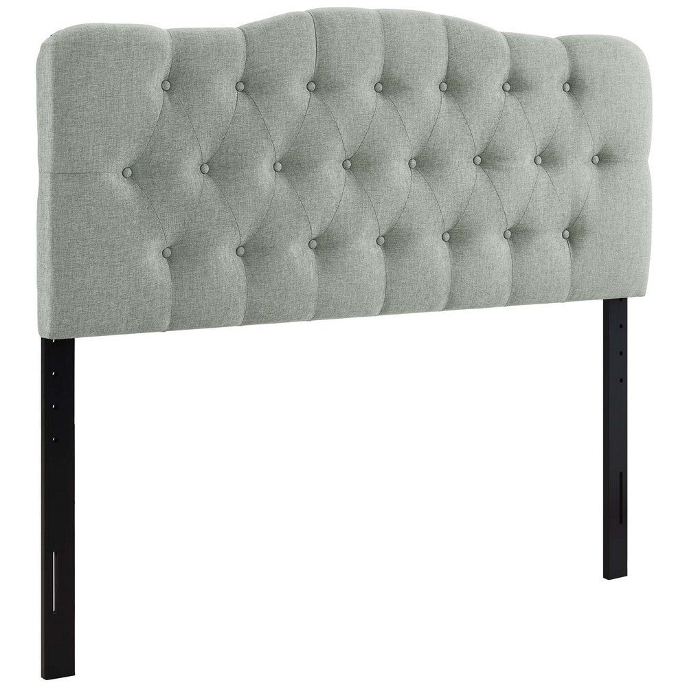 Modway Annabel Tufted Button Linen Fabric Upholstered Queen Headboard in Gray