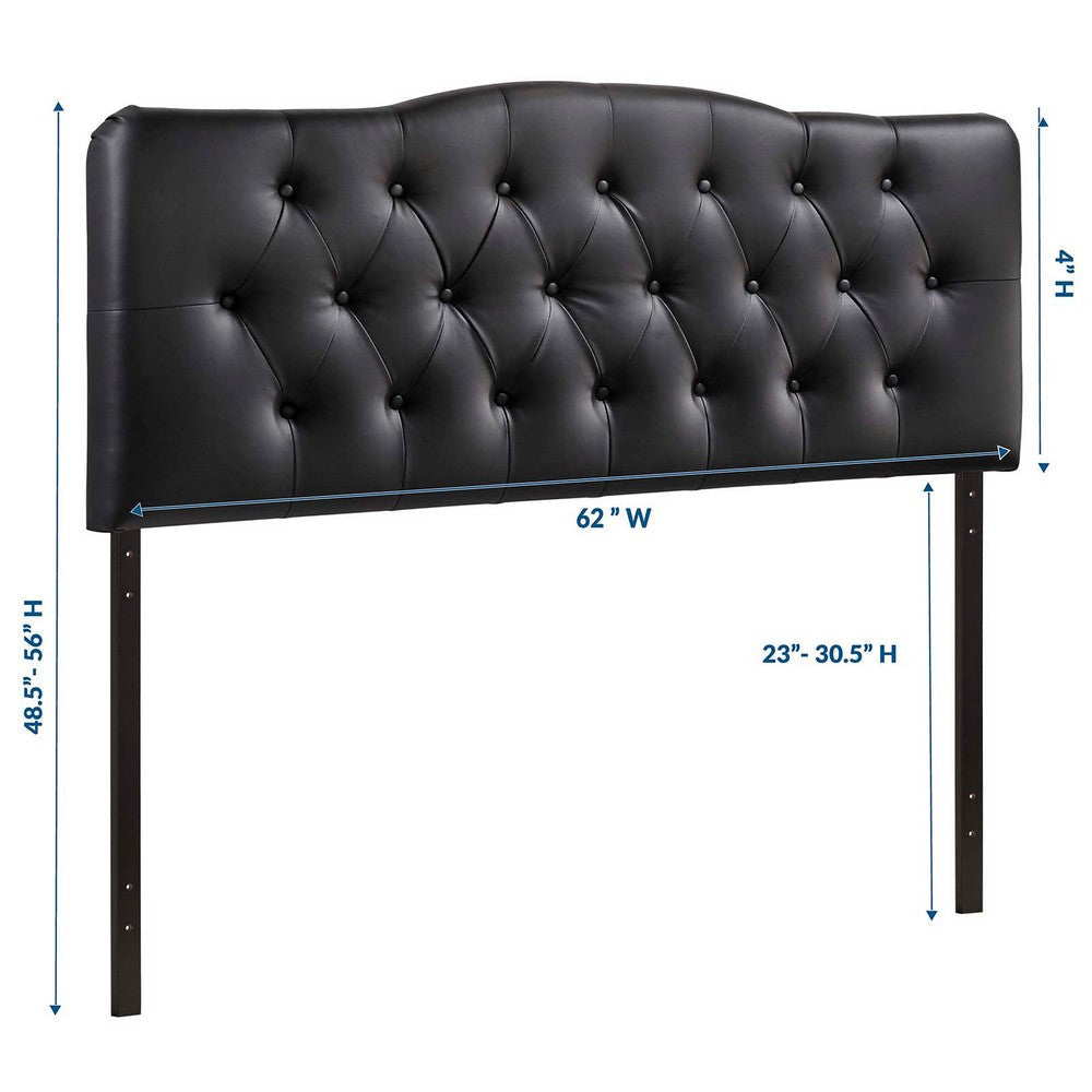 Black Annabel Queen Vinyl Headboard - No Shipping Charges MDY-MOD-5155-BLK