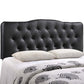 Modway Annabel Tufted Button Faux Leather Upholstered Queen Headboard in Black