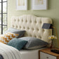 Modway Annabel Tufted Button Linen Fabric Upholstered Full Headboard in Ivory