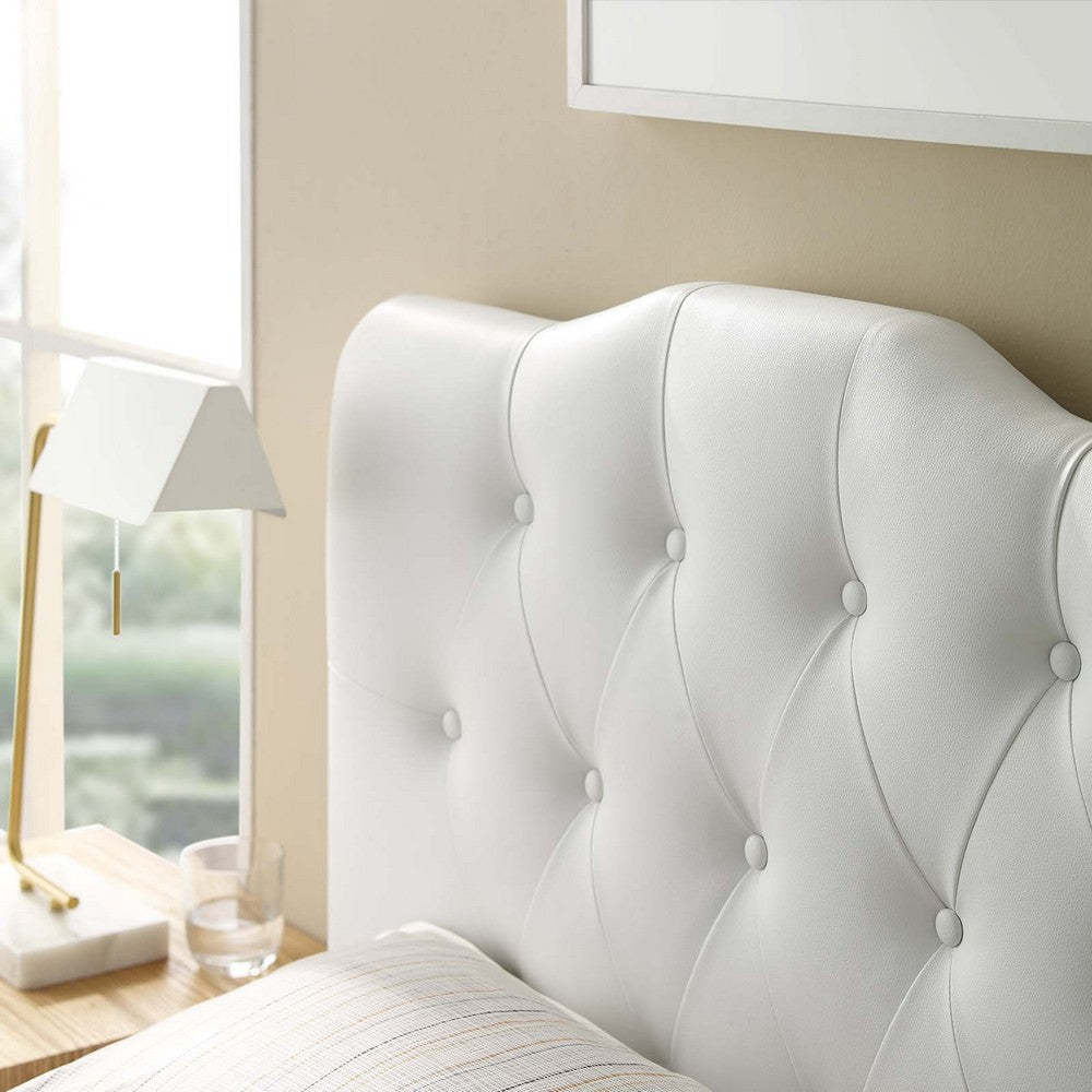 Modway Annabel Tufted Button Faux Leather Upholstered Twin Headboard in White