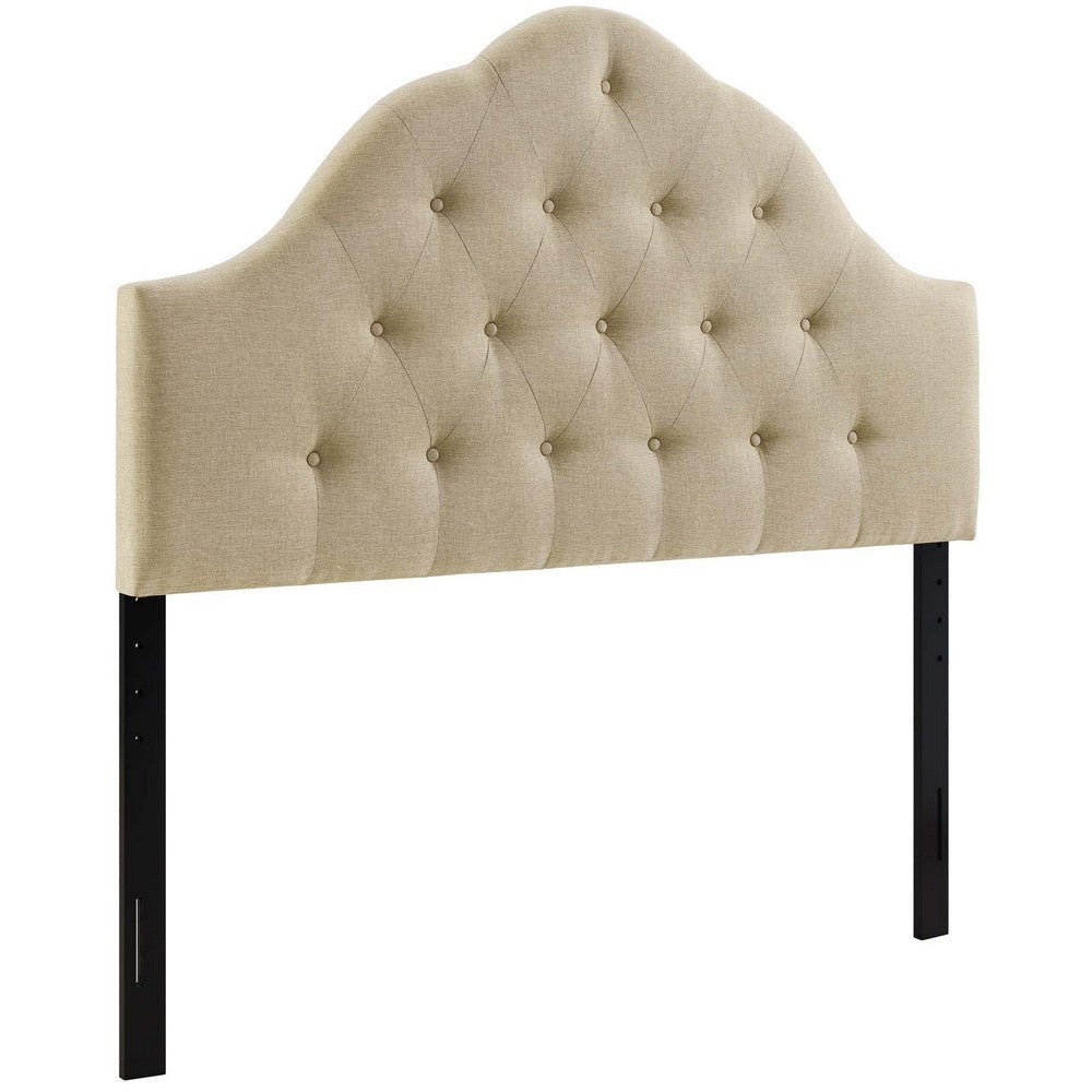 Modway Sovereign Tufted Button Linen Fabric Upholstered King Headboard in Beige