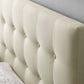 Modway Emily Tufted Button Linen Fabric Upholstered Queen Headboard in Gray