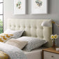 Modway Emily Tufted Button Linen Fabric Upholstered Queen Headboard in Ivory MDY-MOD-5170-IVO