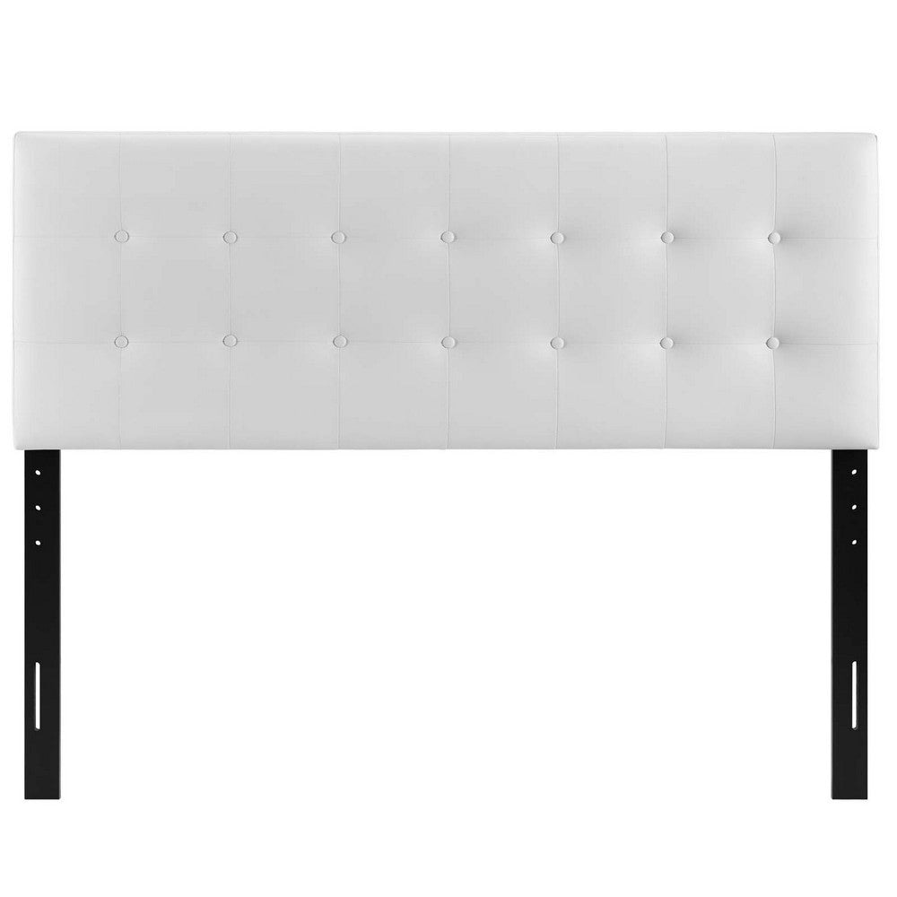 Modway Emily Tufted Button Faux Leather Upholstered Queen Headboard in White MDY-MOD-5171-WHI