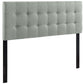 Modway Emily Tufted Button Linen Fabric Upholstered Full Headboard in Gray