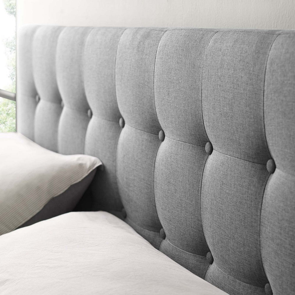 Modway Emily Tufted Button Linen Fabric Upholstered Full Headboard in Gray MDY-MOD-5172-GRY