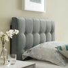 Modway Emily Tufted Button Linen Fabric Upholstered Twin Headboard in Gray