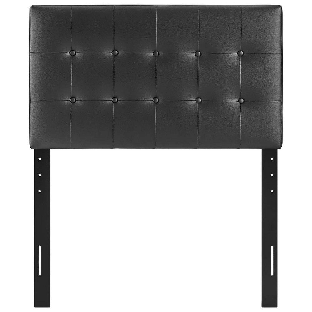 Black Emily Twin Vinyl Headboard - No Shipping Charges MDY-MOD-5177-BLK