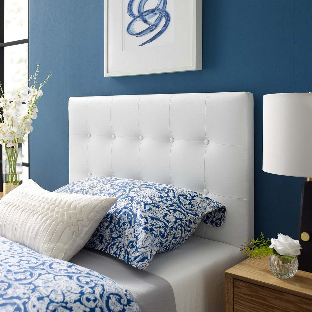 White Emily Twin Vinyl Headboard - No Shipping Charges MDY-MOD-5177-WHI