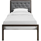 Modway Mia Upholstered in Brown Gray Tufted Platform Bed With Metal Slat Support in Twin MDY-MOD-5178-BRN-GRY-SET