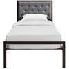 Modway Mia Upholstered in Brown Gray Tufted Platform Bed With Metal Slat Support in Twin MDY-MOD-5178-BRN-GRY-SET