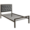 Modway Mia Upholstered in Brown Gray Tufted Platform Bed With Metal Slat Support in Twin MDY-MOD-5178-BRN-GRY-SET