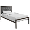 Modway Mia Upholstered in Brown Gray Tufted Platform Bed With Metal Slat Support in Twin