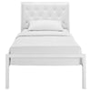 Modway Mia Tufted Faux Leather Twin Platform Bed Frame in White White MDY-MOD-5179-WHI-WHI-SET