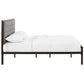 Modway Mia Upholstered Brown Beige Tufted Platform Bed with Metal Slat Support in Full MDY-MOD-5180-BRN-GRY-SET