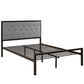 Modway Mia Upholstered Brown Beige Tufted Platform Bed with Metal Slat Support in Full MDY-MOD-5180-BRN-GRY-SET