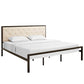 Modway Mia Upholstered Brown Beige Tufted Platform Bed With Metal Slat Support in King