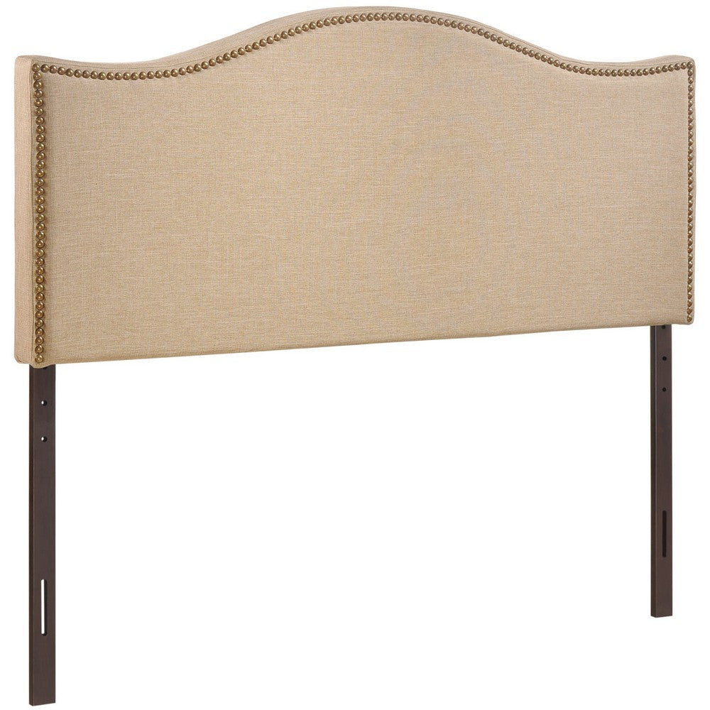 Curl Queen Nailhead Upholstered Headboard - No Shipping Charges MDY-MOD-5206-CAF