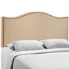 Modway Curl Linen Fabric Upholstered Queen Headboard with Nailhead Trim and Curved Shape in Café