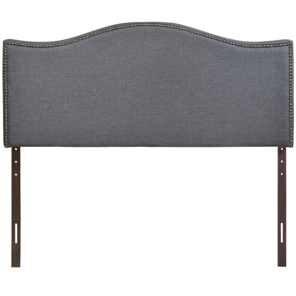 Smoke Curl Queen Nailhead Upholstered Headboard - No Shipping Charges MDY-MOD-5206-SMK