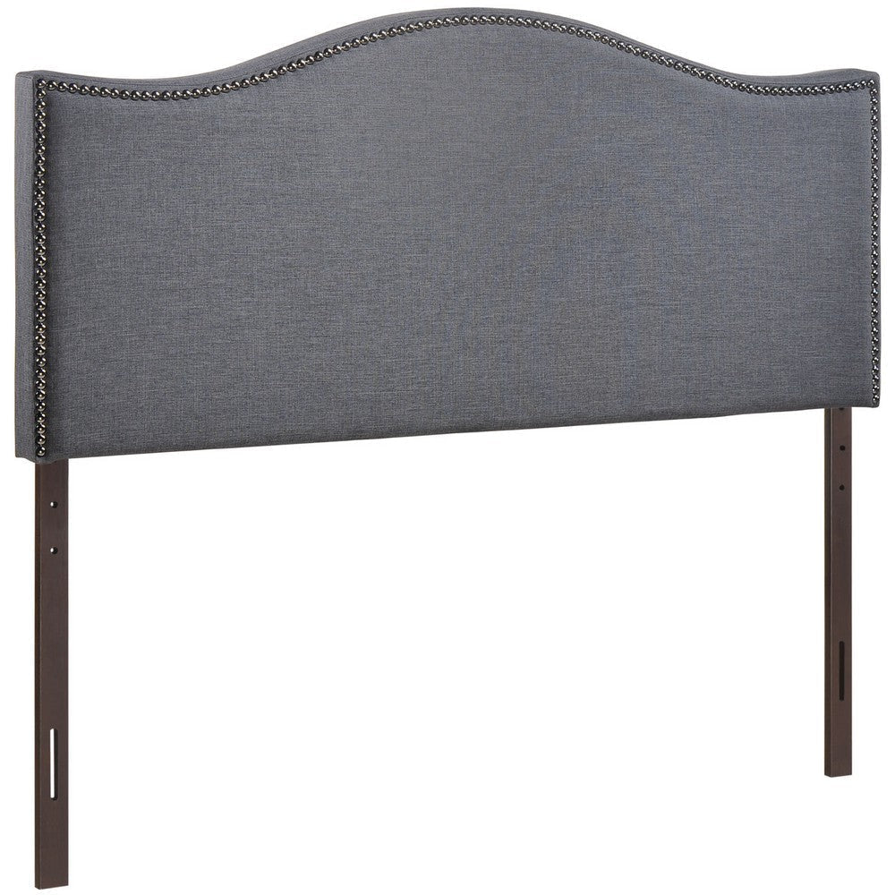 Smoke Curl Queen Nailhead Upholstered Headboard - No Shipping Charges MDY-MOD-5206-SMK