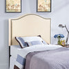 Ivory Curl Twin Nailhead Upholstered Headboard - No Shipping Charges MDY-MOD-5209-IVO