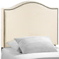 Modway Curl Linen Fabric Upholstered Twin Headboard with Nailhead Trim and Curved Shape in Ivory