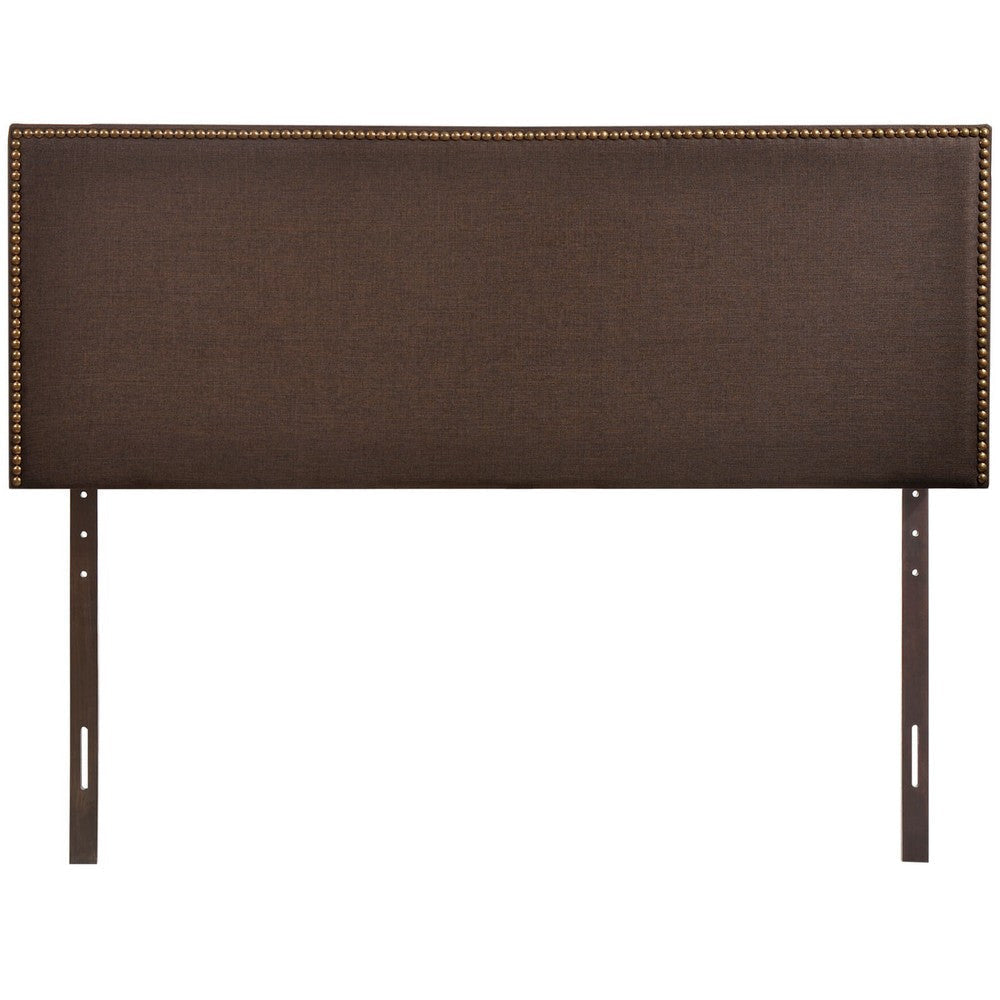 Modway Region Linen Fabric Upholstered Queen Headboard in Dark Brown with Nailhead Trim MDY-MOD-5215-DBR