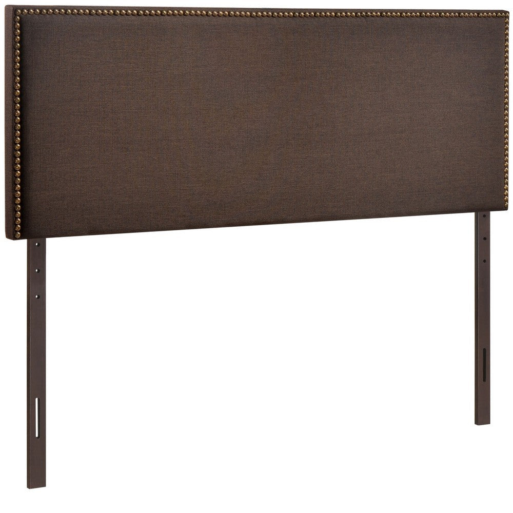 Modway Region Linen Fabric Upholstered Queen Headboard in Dark Brown with Nailhead Trim MDY-MOD-5215-DBR