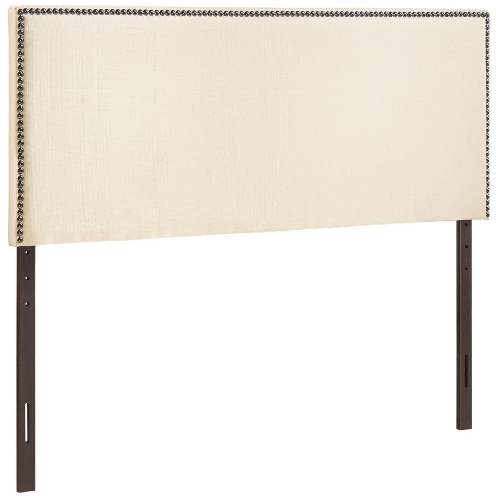 Modway Region Linen Fabric Upholstered King Headboard in Ivory with Nailhead Trim