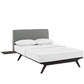 Modway Tracy Mid-Century Modern Wood Platform Queen Bed with Two Nightstands in Cappuccino Gray