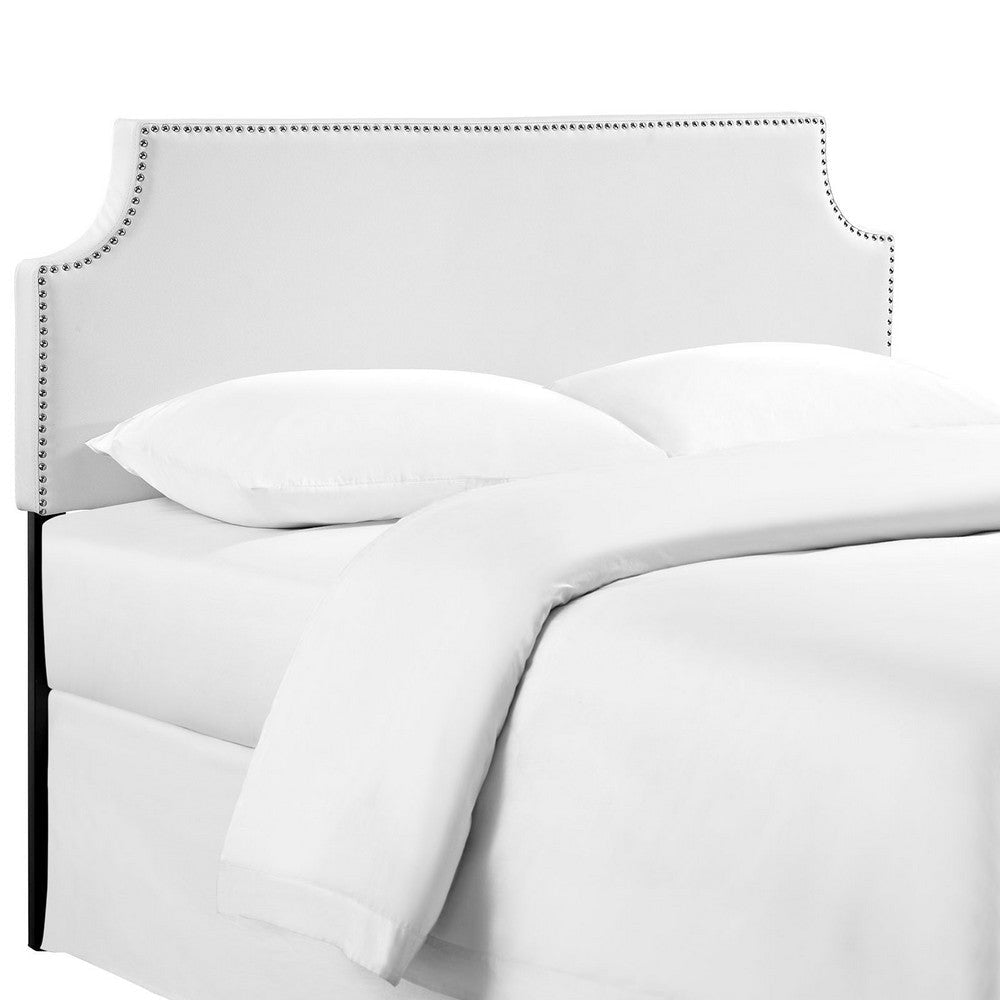 White Laura Full Vinyl Headboard - No Shipping Charges MDY-MOD-5391-WHI