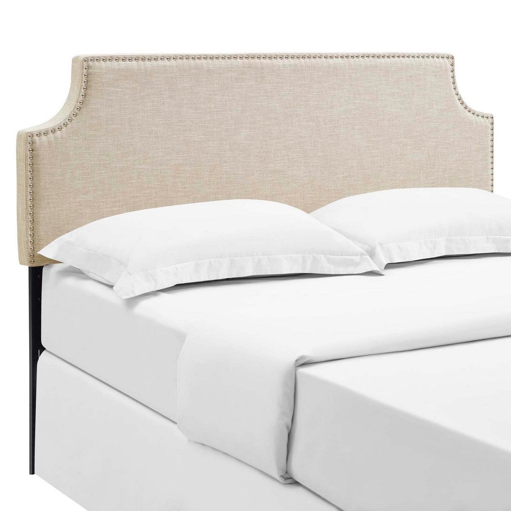 Laura Queen Upholstered Fabric Headboard - No Shipping Charges MDY-MOD-5394-BEI