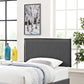 Modway Camille Linen Fabric Upholstered Twin Headboard in Gray with French Piping