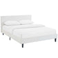 Modway Anya Upholstered White Faux Leather Full Platform Bed with Wood Slat Support