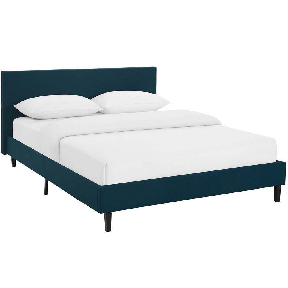 Modway Anya Upholstered Azure Full Platform Bed with Wood Slat Support