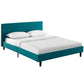 Modway Anya Upholstered Teal Full Platform Bed with Wood Slat Support