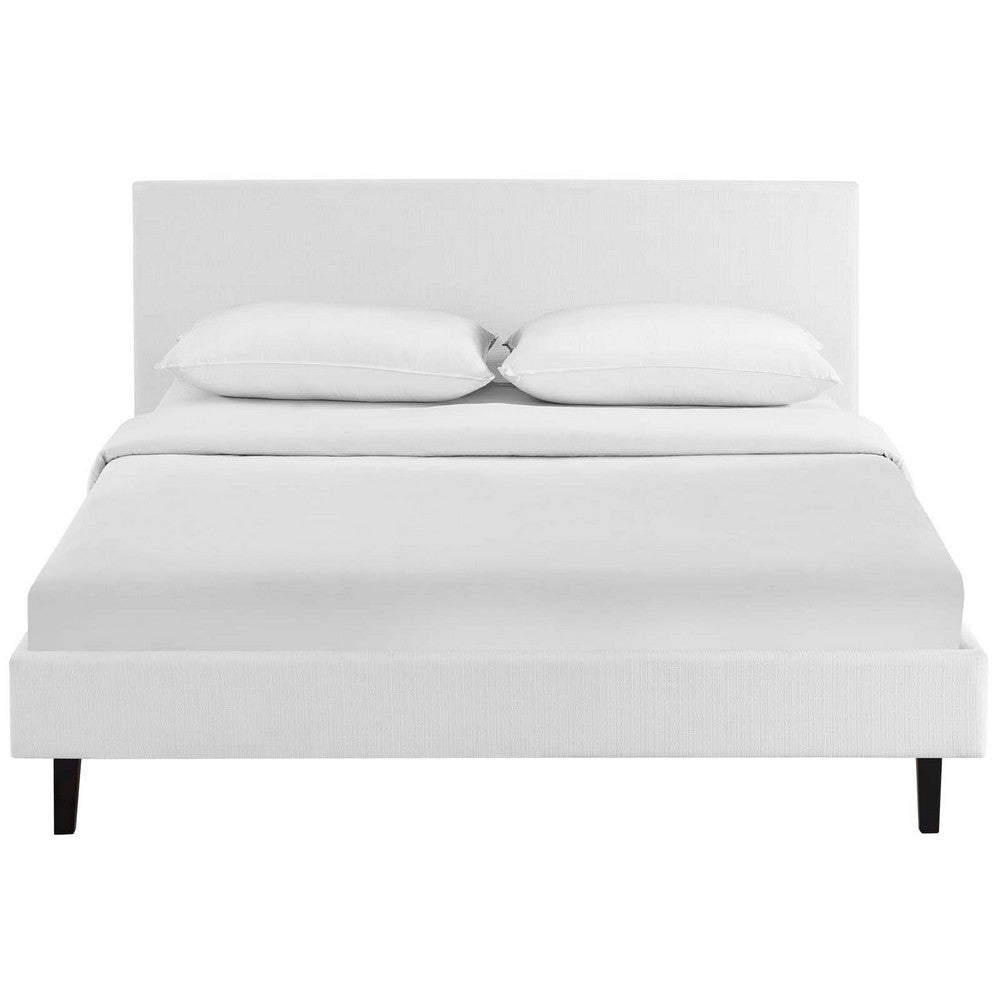 Modway Anya Upholstered White Full Platform Bed with Wood Slat Support MDY-MOD-5418-WHI