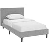 Modway Linnea Upholstered Light Gray Twin Platform Bed with Wood Slat Support