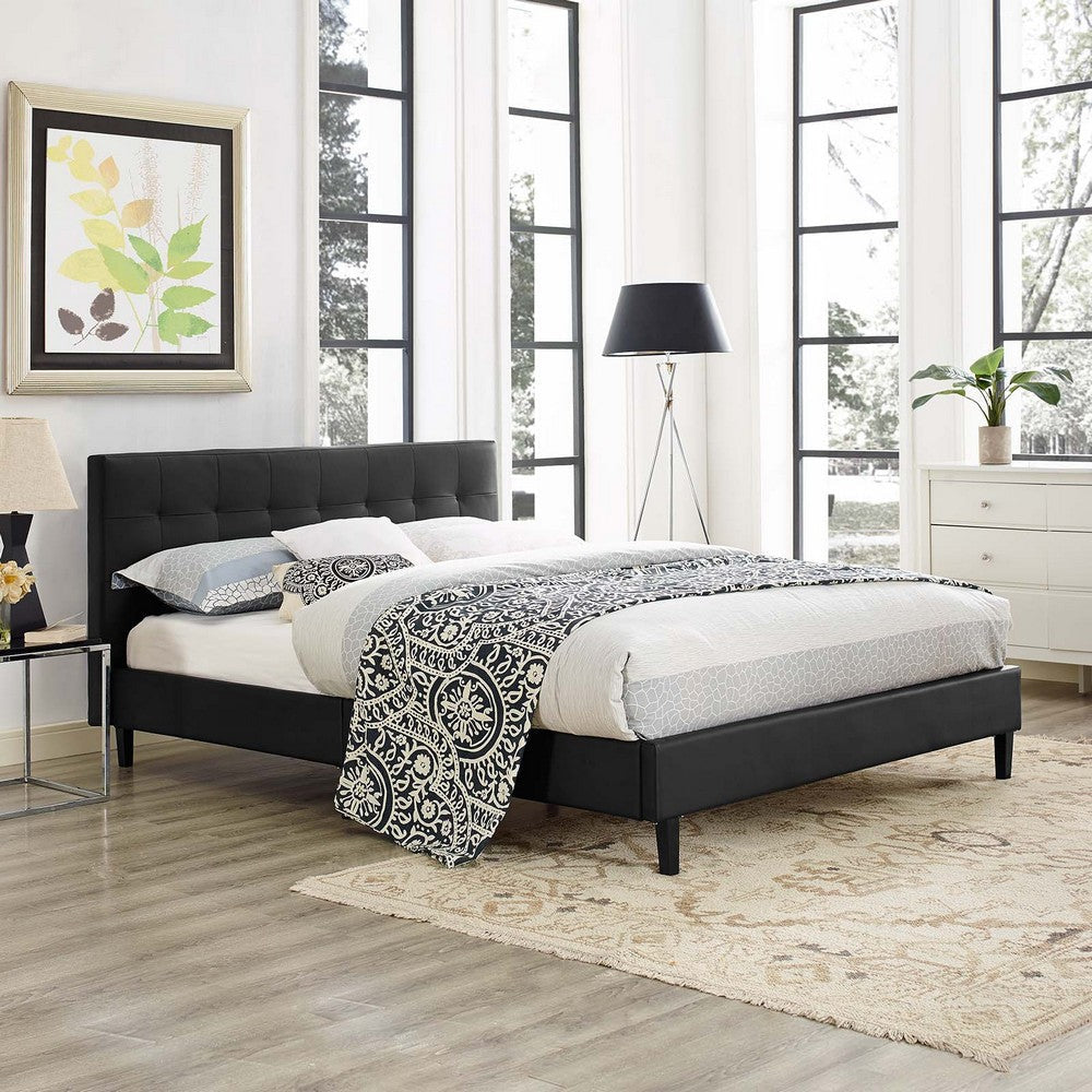 Linnea Full Faux Leather Bed Black - No Shipping Charges MDY-MOD-5423-BLK