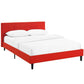 Modway Linnea Upholstered Atomic Red Full Platform Bed with Wood Slat Support