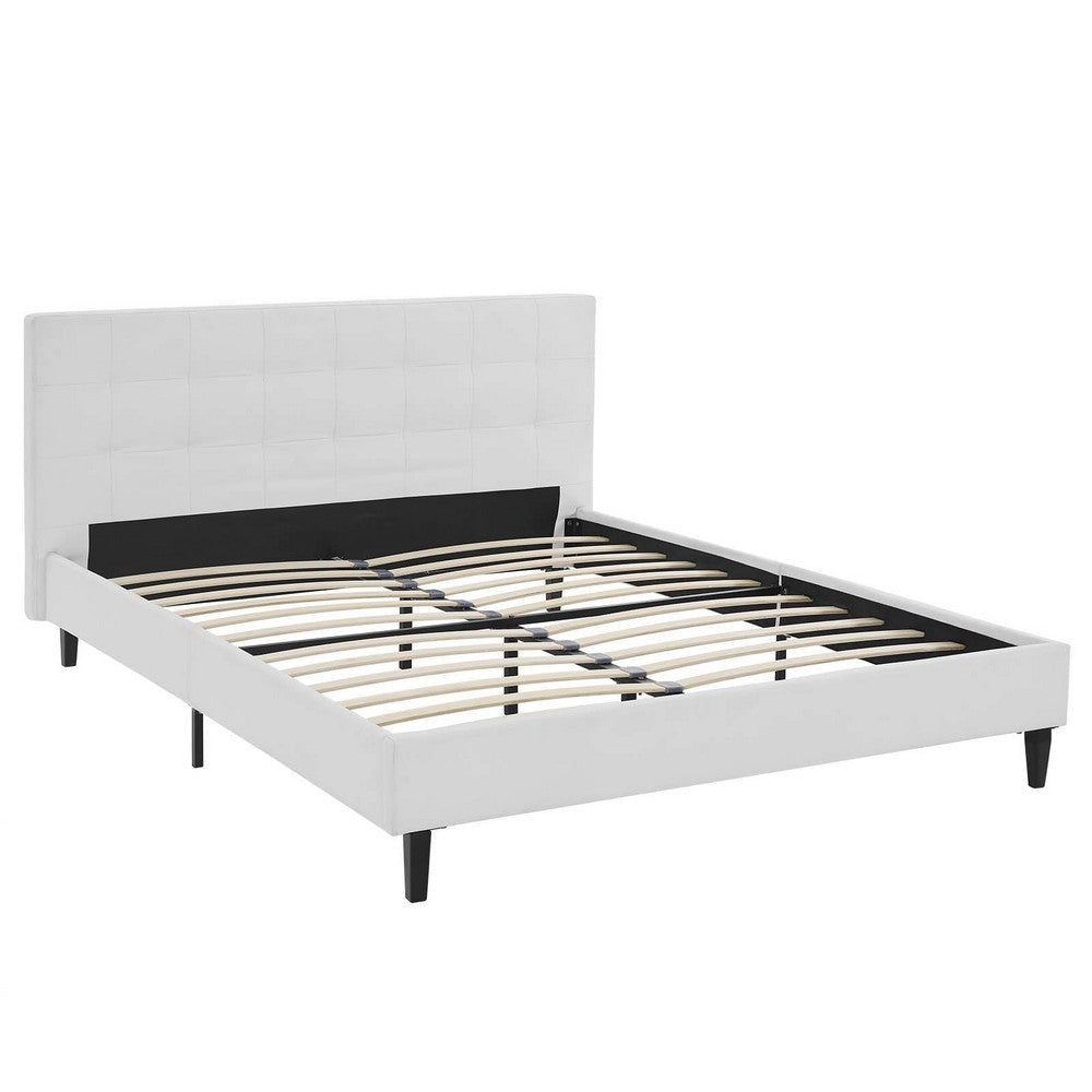 Linnea Queen Vinyl Bed White - No Shipping Charges MDY-MOD-5425-WHI