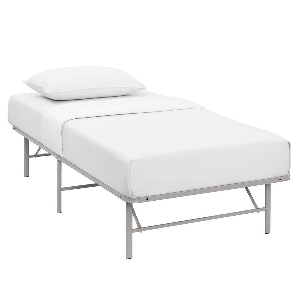 Modway Horizon Replaces Box Spring-Folding Metal Mattress Bed Frame, Twin, Gray