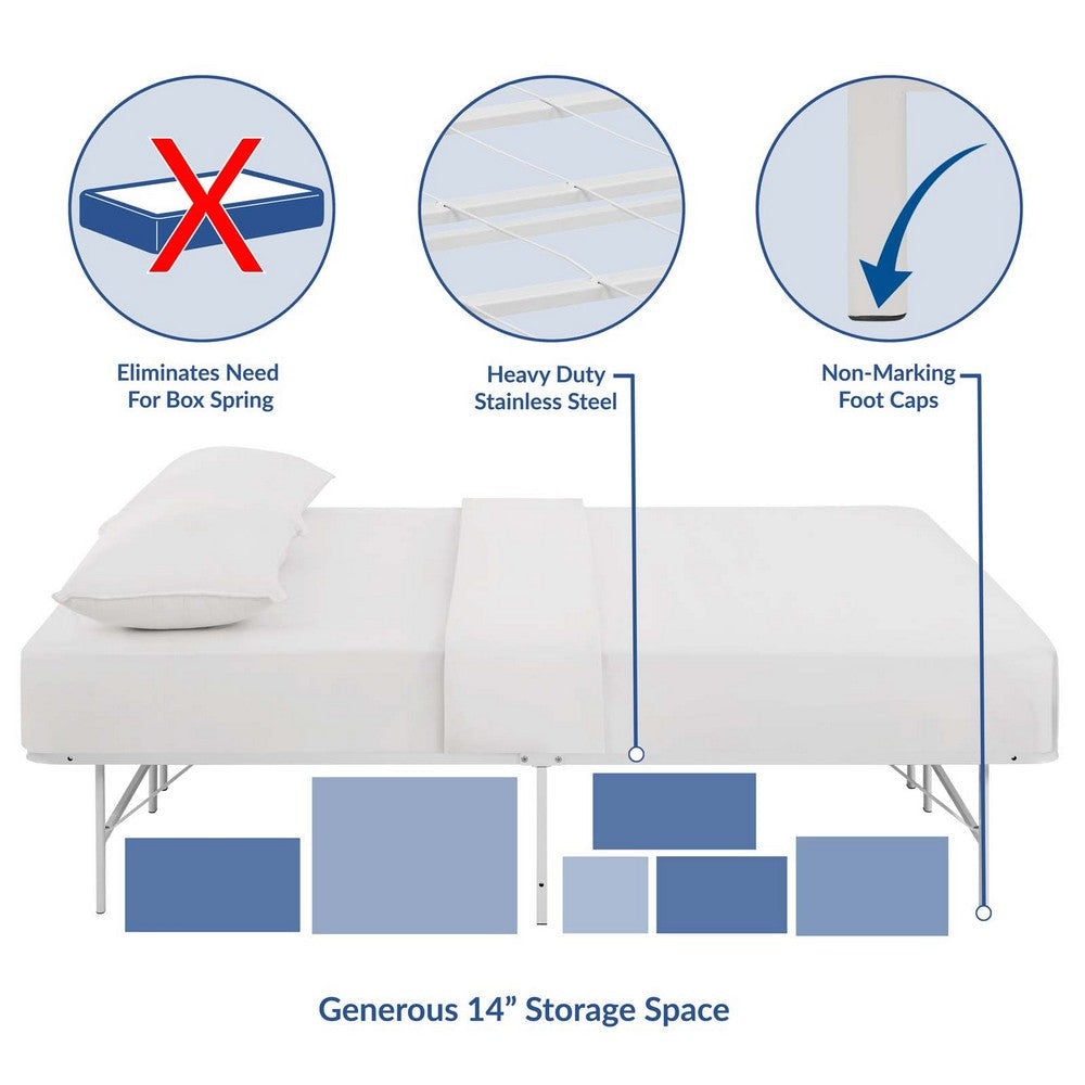 Horizon Full Stainless Steel Bed Frame White - No Shipping Charges MDY-MOD-5428-WHI