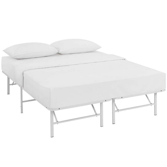 Modway Horizon Replaces Box Spring-Folding Metal Mattress Bed Frame, Full, White