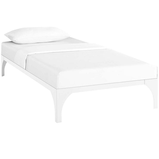 Modway Ollie Steel Modern Twin Platform Bed Frame Mattress Foundation with Slat Support in White