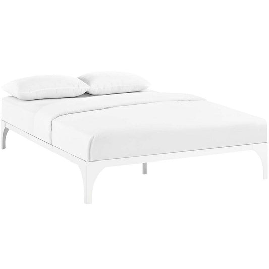 Modway Ollie Steel Modern Full Platform Bed Frame Mattress Foundation with Slat Support in White