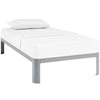 Modway Corinne Steel Modern Mattress Foundation Twin Bed Frame with Wood Slat Support in Gray